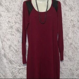 SWEATER DRESS BY ALLISON BRITTANY LONG SLEEVE WINE SIZE LARGE